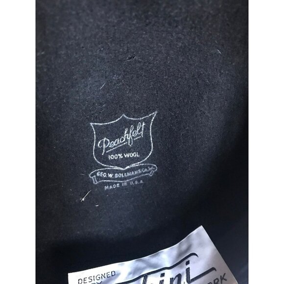 Vtg 1970's Fabini New York Peachfelt 100% Wool Made in USA Black Pill Box Hat - Picture 9 of 10
